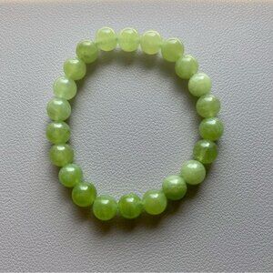 Natural Peridot Olivine Green Crystal Bead Bracelet